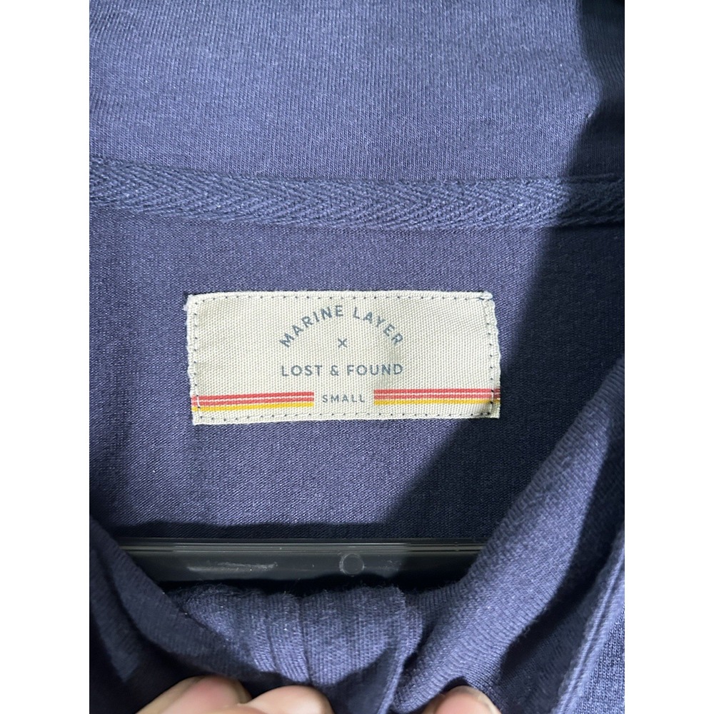 Marine Layer x Lost & Found Collab Mens 1/4 Zip Pullover Rainbow Blue Size Small - Picture 3 of 10